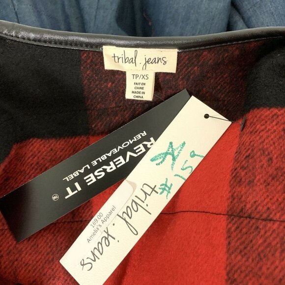 Tribal Jeans Womens Jacket XS Buffalo Plaid Chambr - Picture 9 of 9